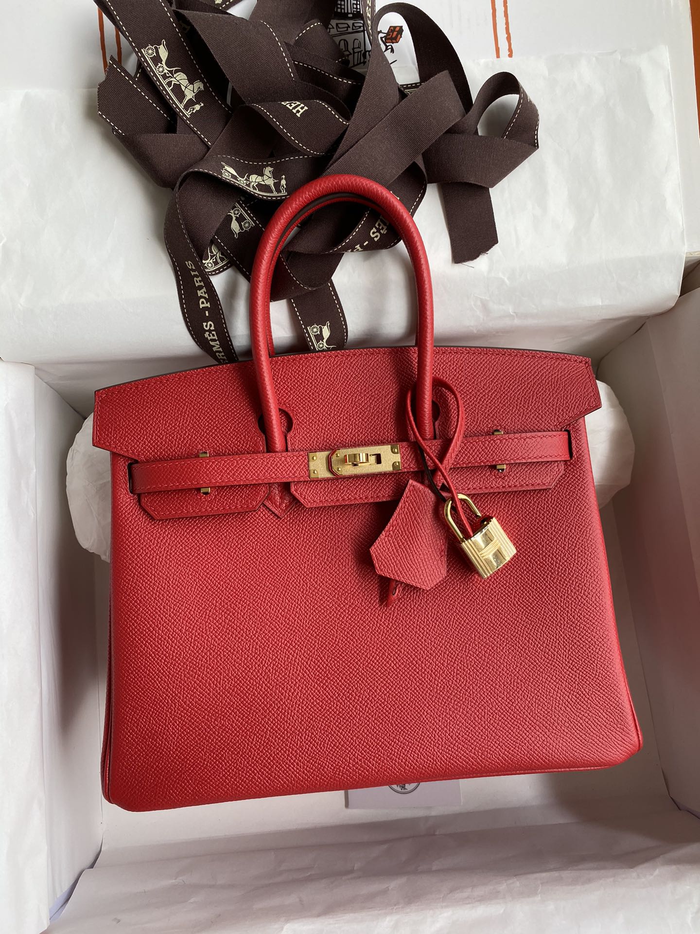 Hermes Birkin 25CM Epsom Leather Handbag Red